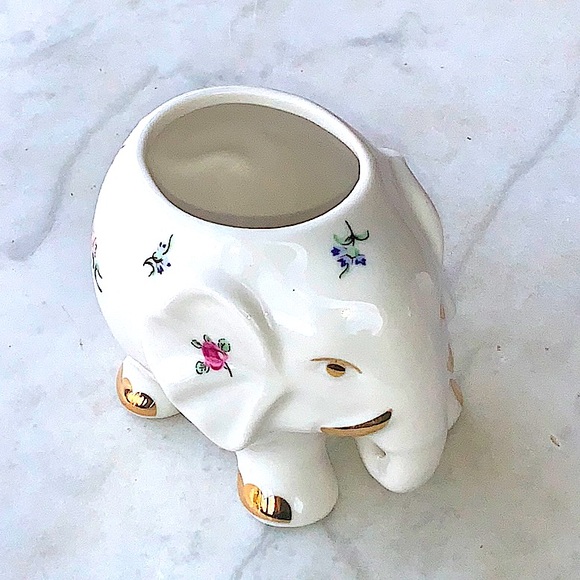 GRACE’S TEAWARE CREAMER & SUGAR BOWL SET ELEPHANT FLOWERS GOLD TRIM - Picture 10 of 14
